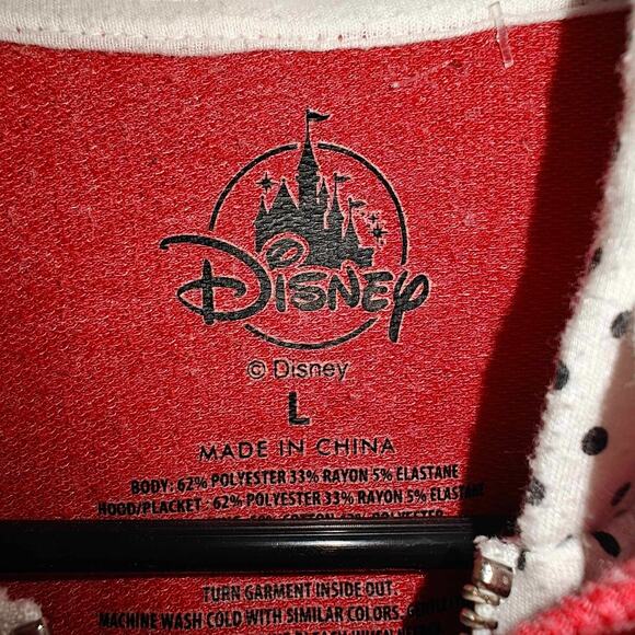 Disney Minnie Mouse Womens Large Double Layered Hoodie Sweatshirt Full Zip - Picture 6 of 7